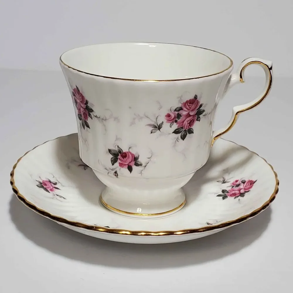 Princess House Teacup and Saucer Pink Roses Vintage